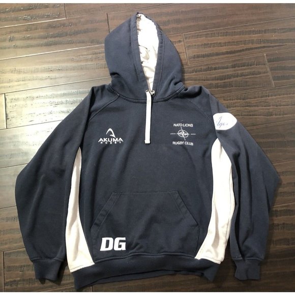 Nato Lions Rugby Club Mens Hoodie Sweatshirt Size M Akuma Rugby Navy Blue Gray - Picture 1 of 11